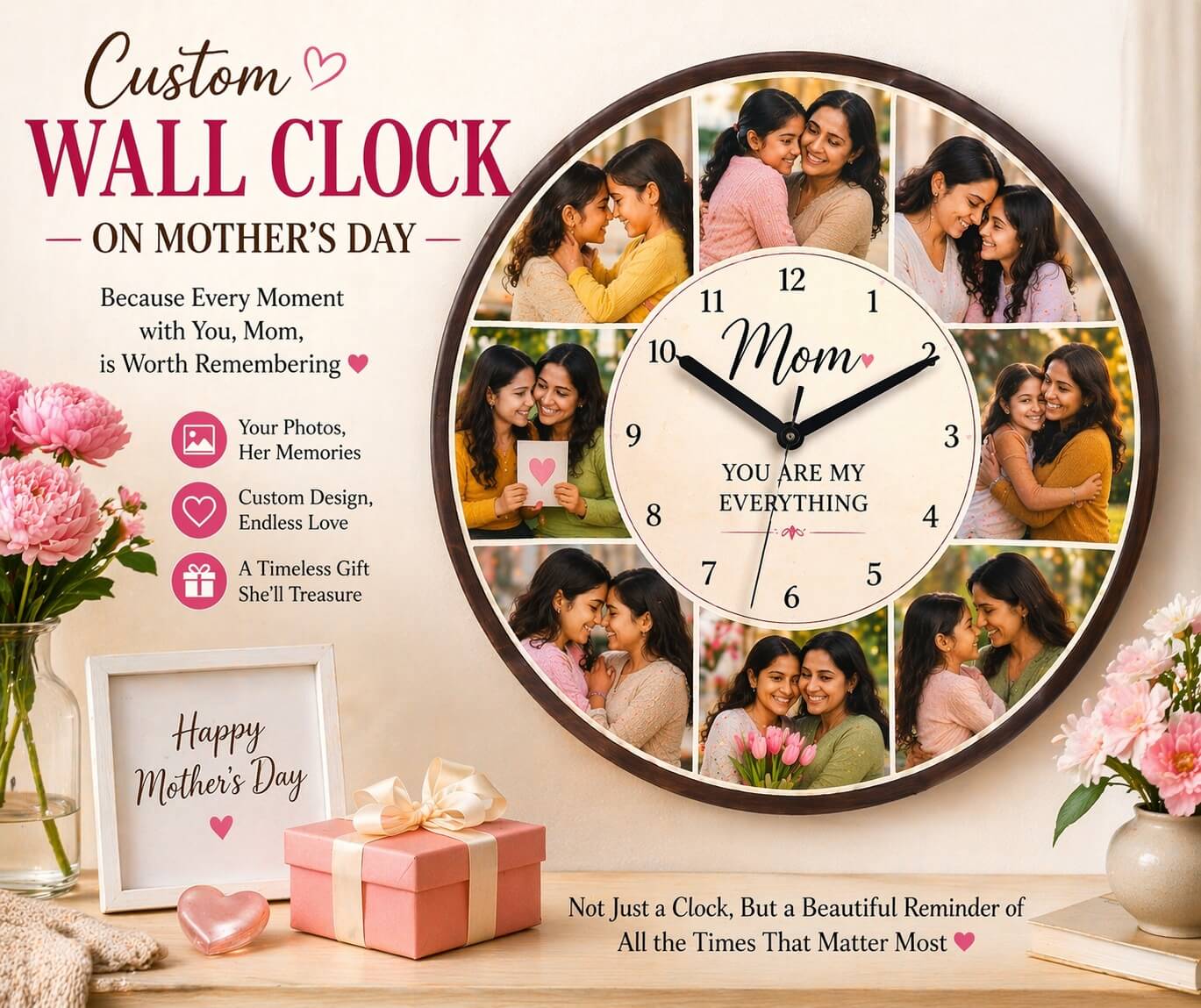 Custom wall photo clock