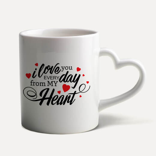 Heart Handle White Mugs